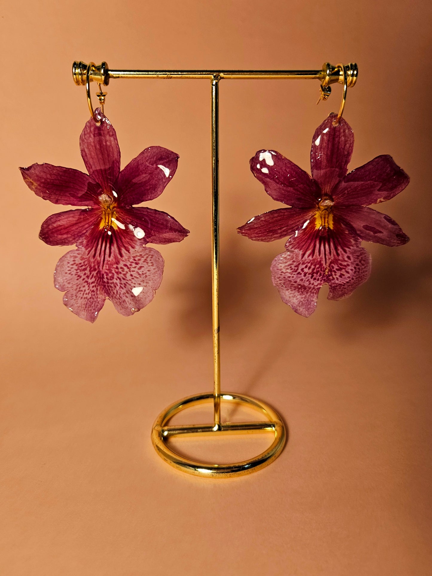 Arracades d'orquídies càmbria . Pendientes orquídeas cambria