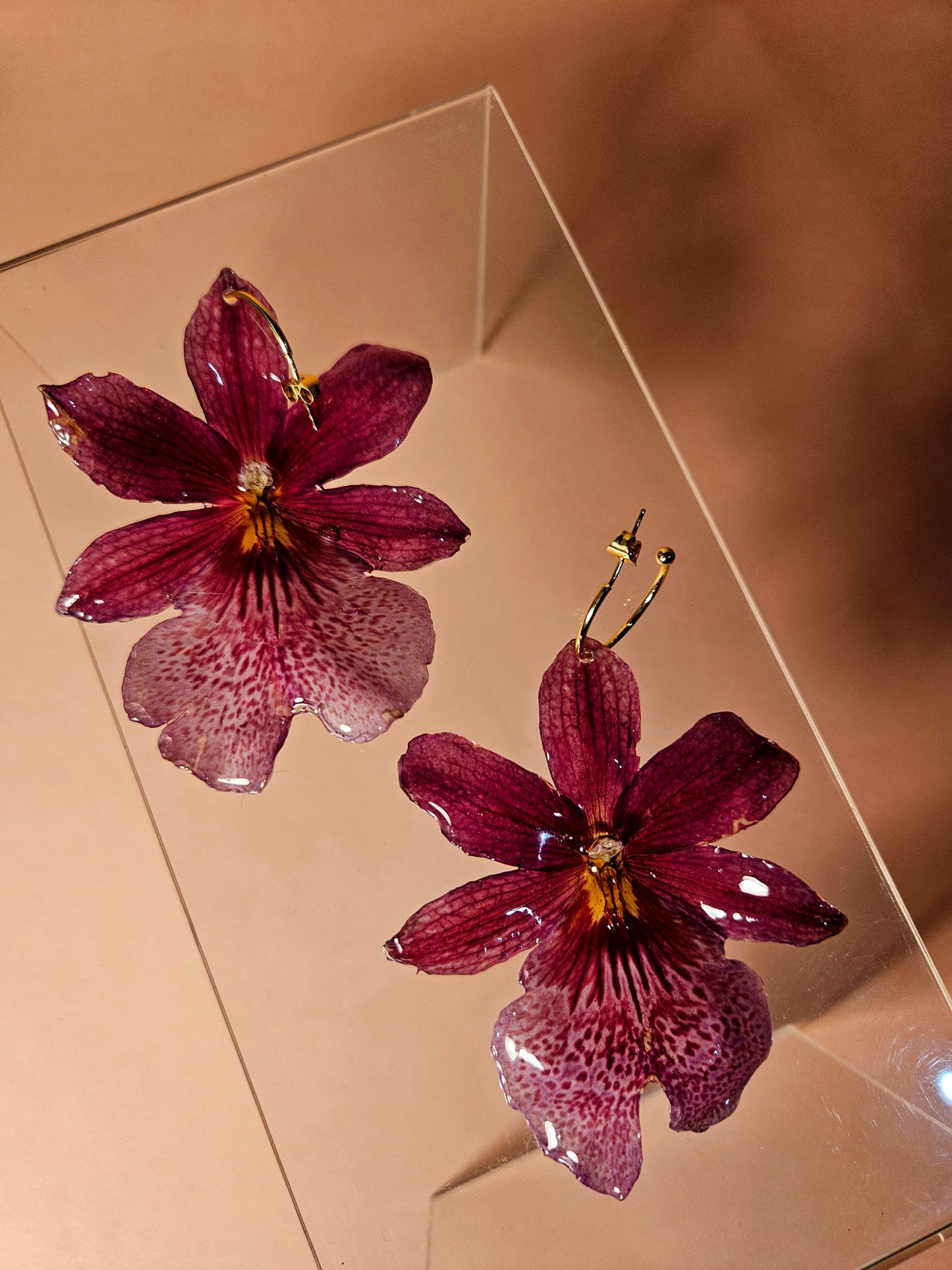 Arracades d'orquídies càmbria . Pendientes orquídeas cambria