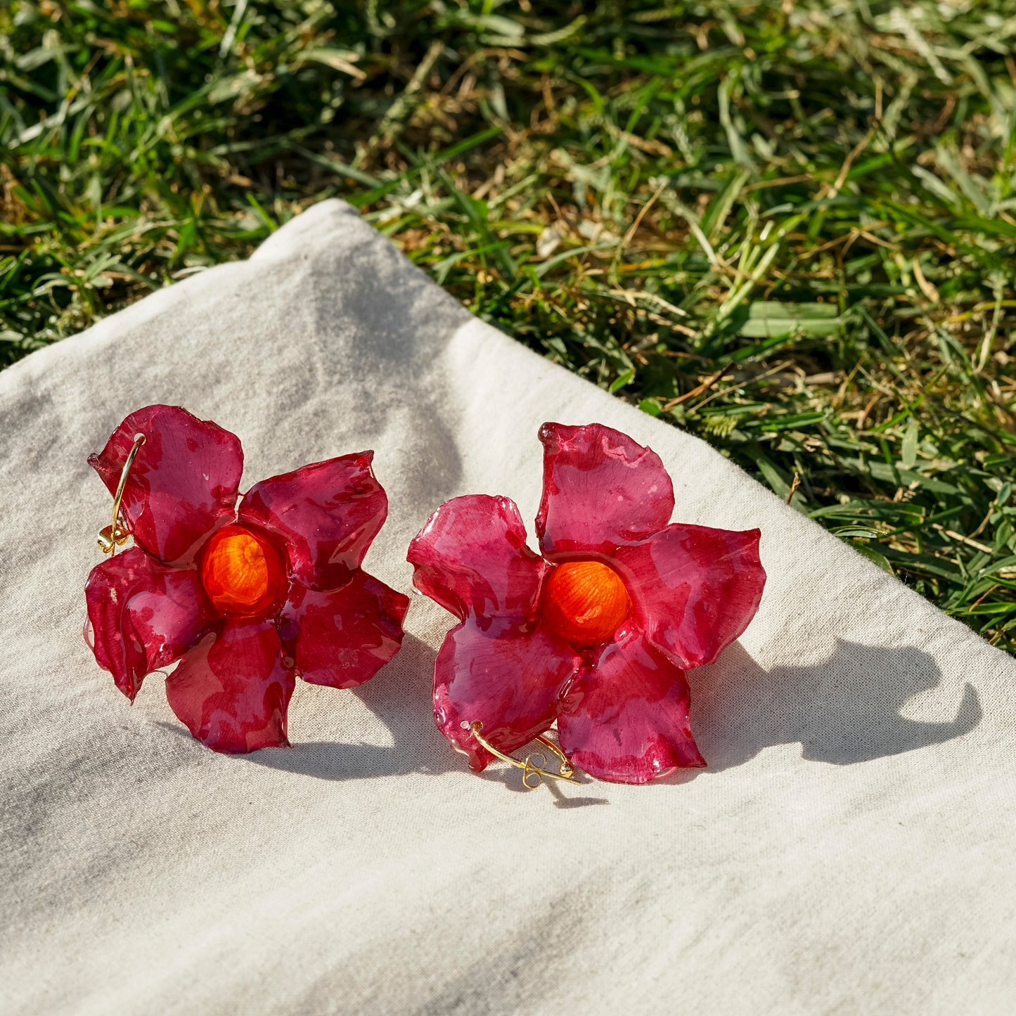 Arracades de dipladenia . Pendientes dipladenia