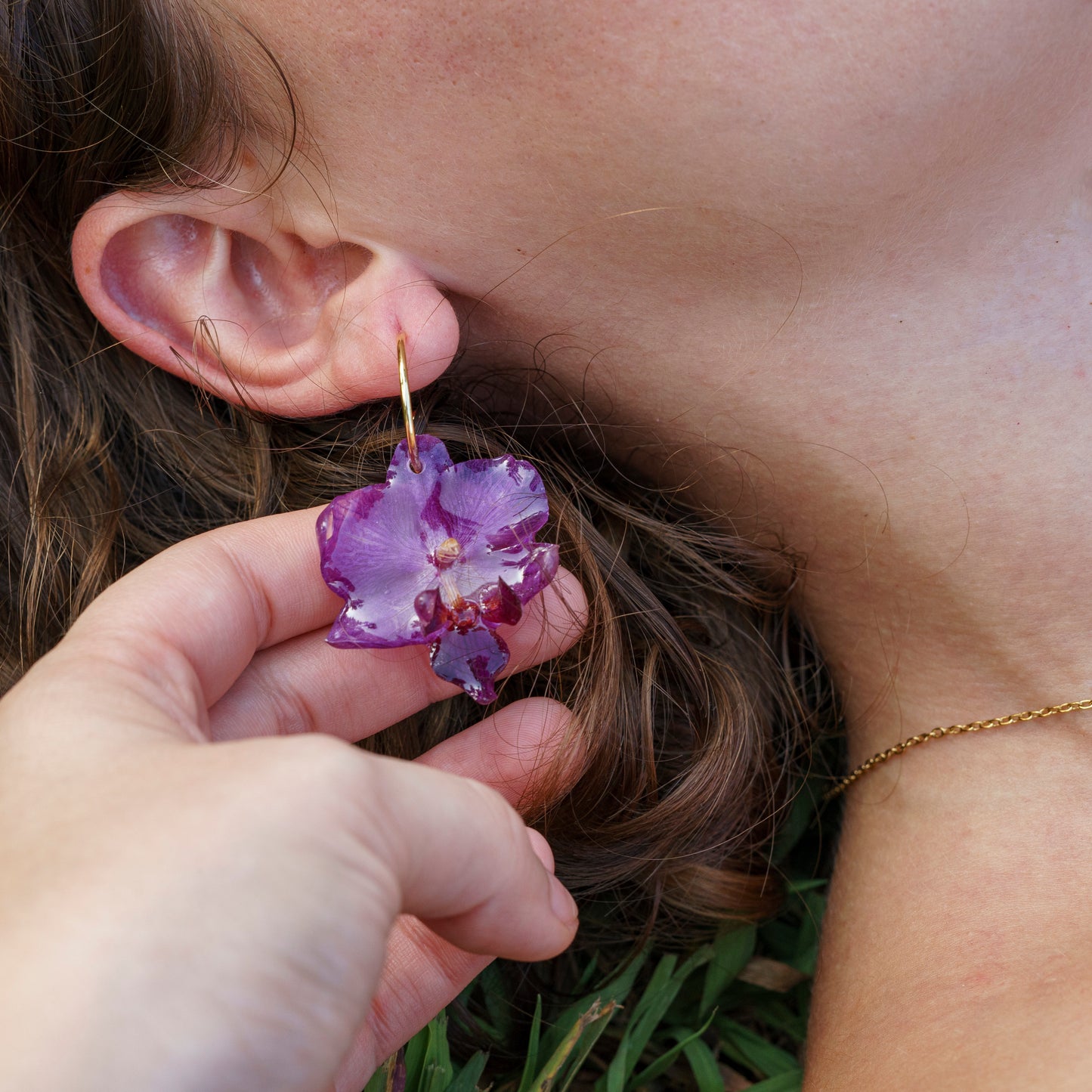 Arracades orquídies mini . Pendientes orquídea mini