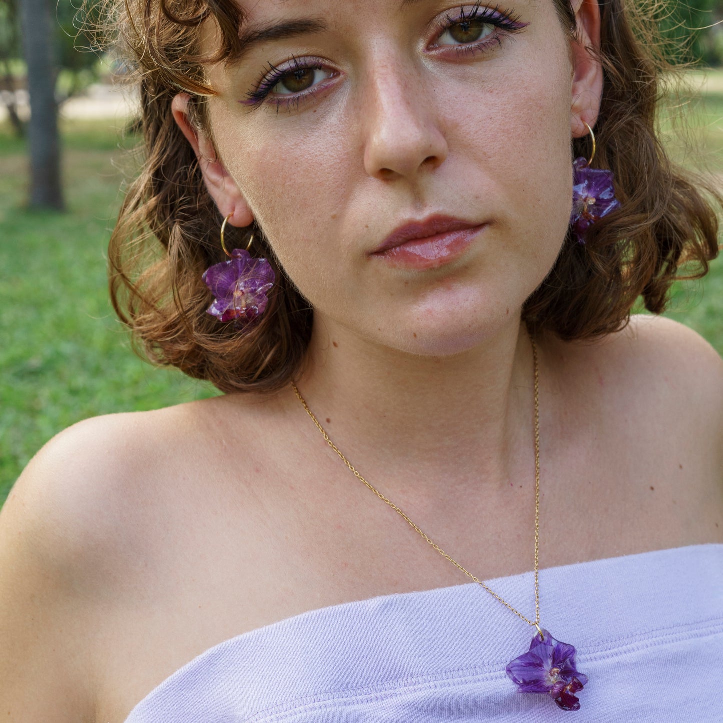 Arracades orquídies mini . Pendientes orquídea mini